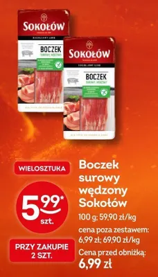 Boczek surowy wędzony Sokołów promocja w Żabka