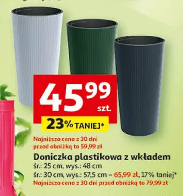 Doniczka plastikowa z wkładem promocja w Auchan