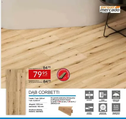 Panele winylowe Dąb Corbetti Parquet Mercado promocja w Abra Meble