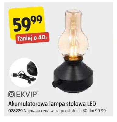 Akumulatorowa lampa stołowa LED EKVIP promocja w Jula