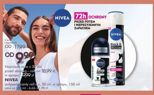 Antyperspirant roll-on Nivea Men Black & White promocja w Super-Pharm