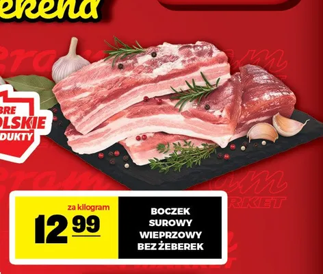 Boczek surowy wieprzowy bez żeberek promocja w Gram Market