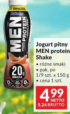 Jogurt pitny MEN protein Shake Bakoma różne smaki promocja w Makro