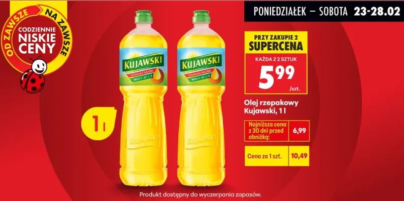 Olej rzepakowy 1l promocja w Biedronka