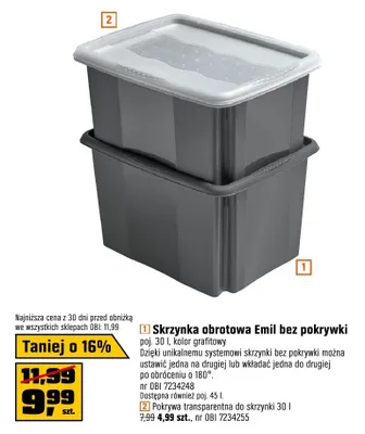 Skrzynka obrotowa Emil bez pokrywki promocja w OBI