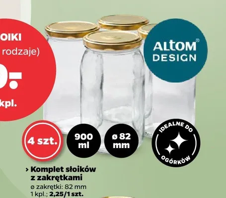 Komplet słoików z zakrętkami Altom Design 4-pak 900 ml promocja w Netto