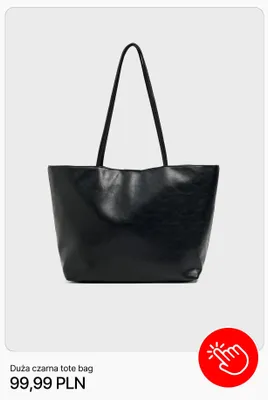 Torebka duża czarna tote bag Cropp promocja w Cropp