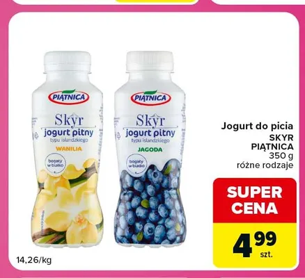 Jogurt do picia Skyr Piątnica waniliowy promocja w Carrefour Express