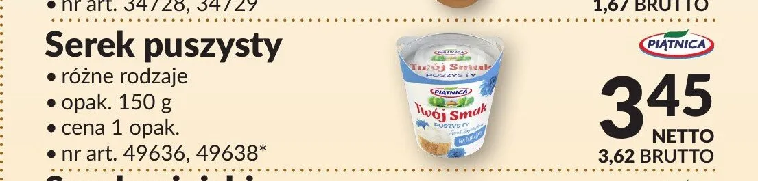 Serek puszysty PIĄTNICA promocja w Makro