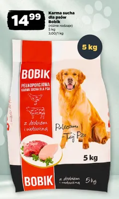 Karma sucha dla psów Bobik z drobiem i wołowiną promocja w Netto