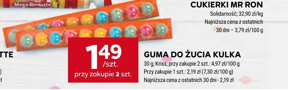 Guma do żucia Kulka Kriss promocja w Stokrotka