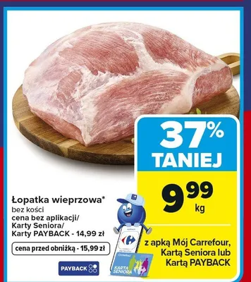 Łopatka wieprzowa bez kości promocja w Carrefour