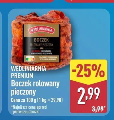Boczek rolowany pieczony Wędliniarnia promocja w Aldi