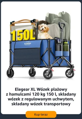 Wózek plażowy Elegear XL z hamulcami promocja w Amazon