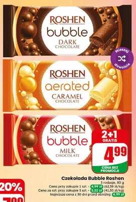 Czekolada napowietrzana Roshen Bubble Dark promocja w Dino