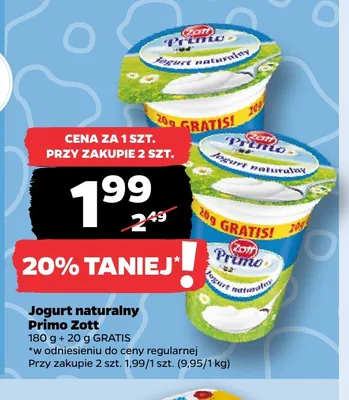 Jogurt naturalny Primo Zott promocja w Netto