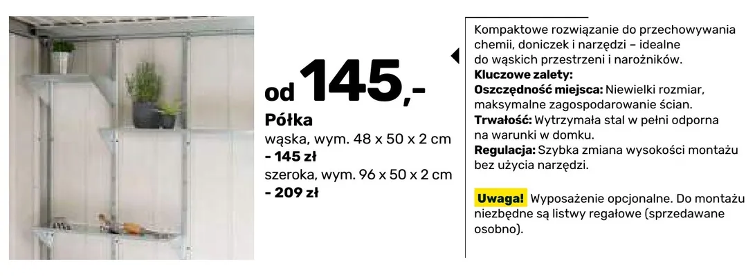 Półka szeroka 96x50x2 cm promocja w Bricomarche