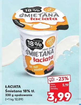 Śmietana 18% tł. Łaciata promocja w Kaufland