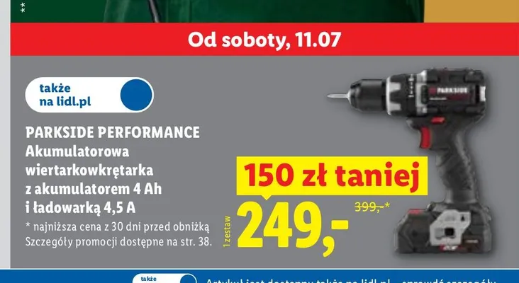 Akumulatorowa wiertarkowkrętarka Parkside Performance promocja w Lidl