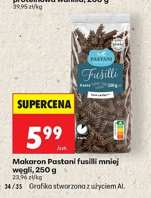 Makaron Pastani fusilli mniej węgli promocja w Biedronka