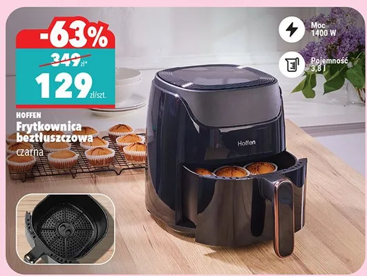 Frytkownica beztłuszczowa czarna promocja w Biedronka