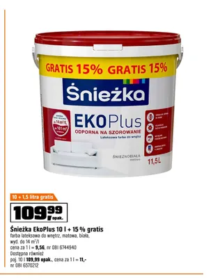 Farba lateksowa Śnieżka EkoPlus promocja w OBI