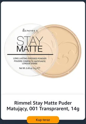 Puder matujący Rimmel Stay Matte 001 Transparent promocja w Amazon