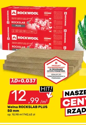 Wełna Rockslab Plus 50 mm Rockwool promocja w Bricomarche