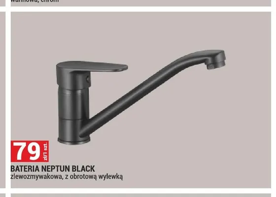 Bateria zlewozmywakowa Neptun Black z obrotową wylewką promocja w Merkury Market