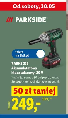 Akumulatorowy klucz udarowy 20V PARKSIDE promocja w Lidl