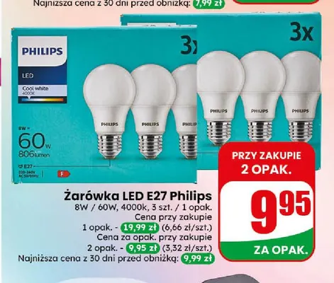 Żarówka LED E27 Philips 3-pak promocja w Dino
