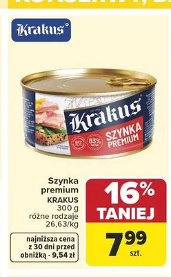 Szynka premium Krakus promocja w Carrefour