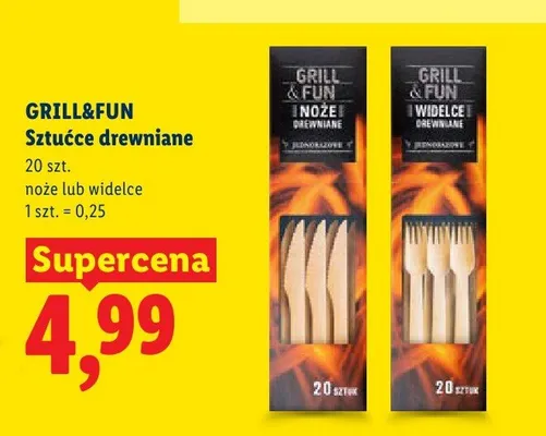 Sztućce drewniane noże lub widelce promocja w Lidl