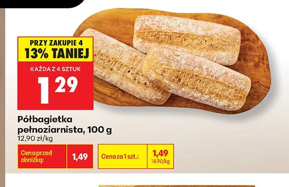 Półbagietka pełnoziarnista promocja w Biedronka