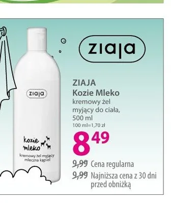 Kremowy żel myjący do ciała ZIAJA Kozie Mleko promocja w Hebe