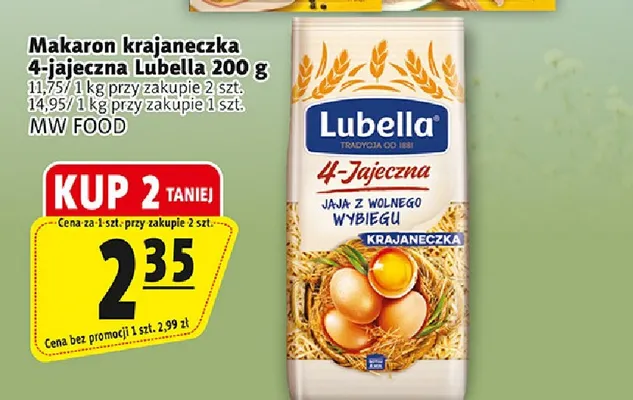 Makaron krajaneczka 4-jajeczna Lubella promocja w Prim Market