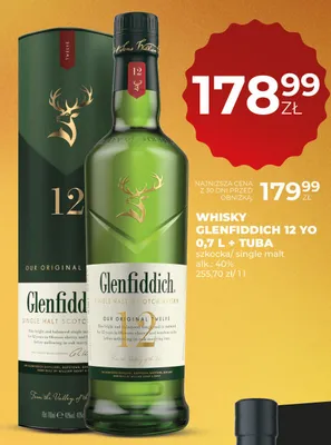Whisky Glenfiddich 12 YO szkocka single malt z tubą promocja w Duży Ben