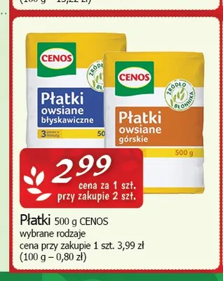 Płatki owsiane błyskawiczne Cenos promocja w CEZAR Delikatesy