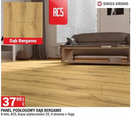 Panel podłogowy Dąb Bergamo Swiss Krono 8mm AC5 klasa użyteczności 33 4-stronna v-fuga promocja w Merkury Market
