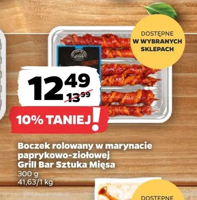 Boczek rolowany w marynacie paprykowo-ziołowej Grill Bar Sztuka Mięsa promocja w Netto