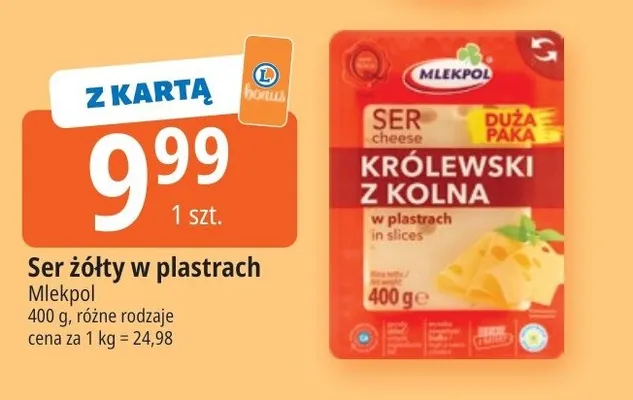 Ser żółty w plastrach Mlekpol promocja w Leclerc