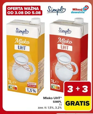 Mleko UHT Simply 1,5% promocja w Carrefour Market