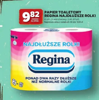 Papier toaletowy Regina Najdłuższe Rolki 2-warstwowy promocja w Stokrotka