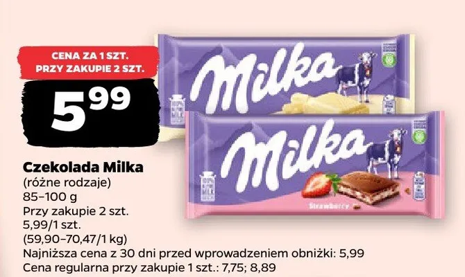 Czekolada, różne rodzaje Milka promocja w Netto