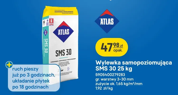 Wylewka samopoziomująca Atlas Sms promocja w Castorama
