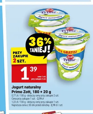 Jogurt naturalny Primo Zott promocja w Twój Market