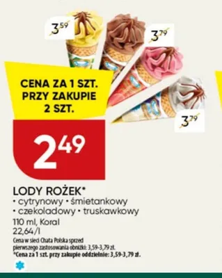 Lody rożek Koral truskawkowy promocja w Chata Polska