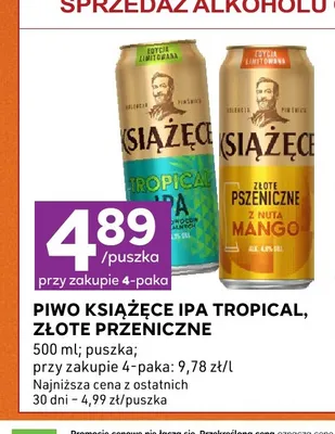 Piwo Książęce Złote Pszeniczne 4-pak promocja w Stokrotka