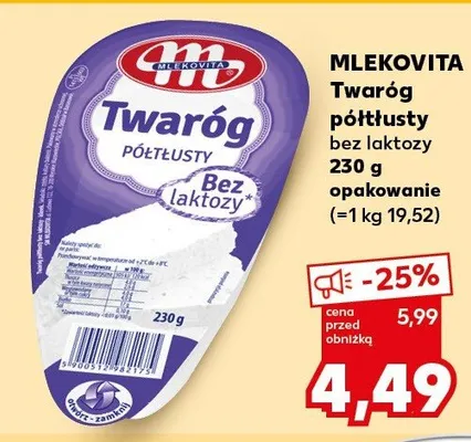 Twaróg półtłusty bez laktozy promocja w Kaufland