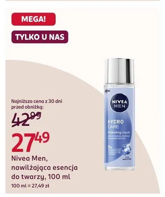 Nawilżająca esencja do twarzy Nivea Men promocja w Rossmann